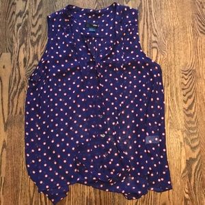 Aqua Red white and blue sheer silk sleeveless top